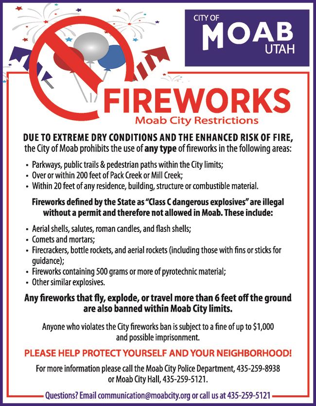 City of Moab Fireworks Restrictions 2019-Website