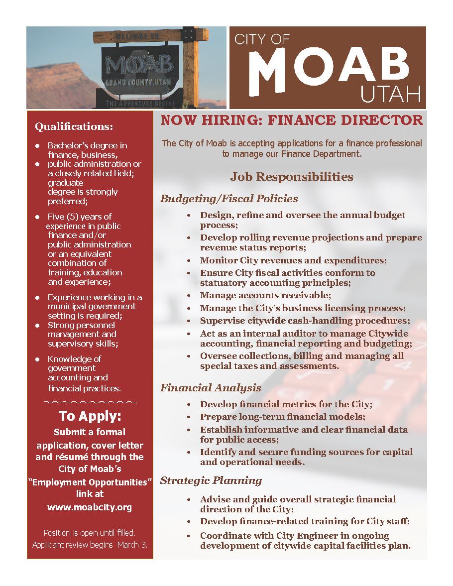 Job Posting -- Finance Director Flyer-2-2020
