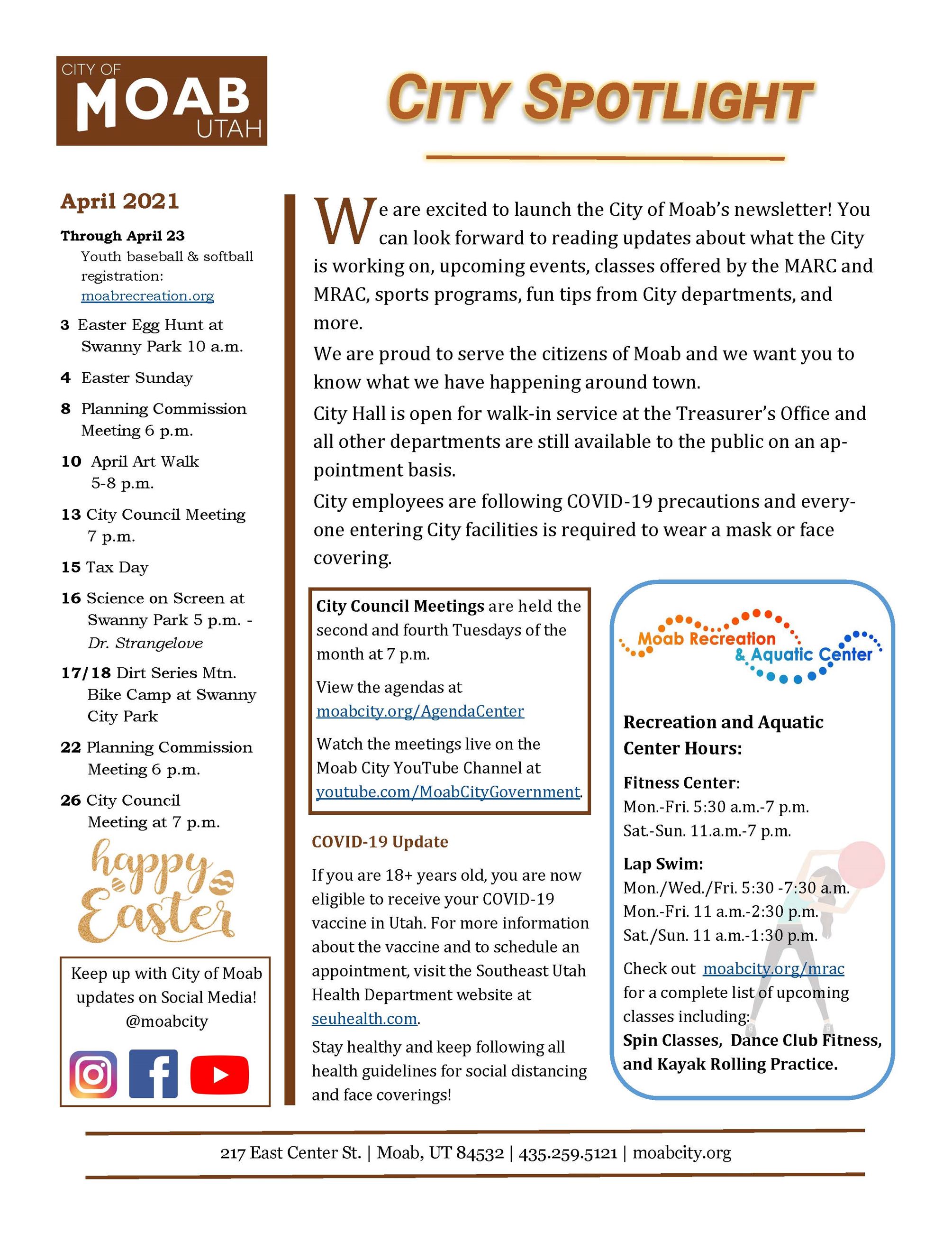 April Moab Spotlight Newsletter