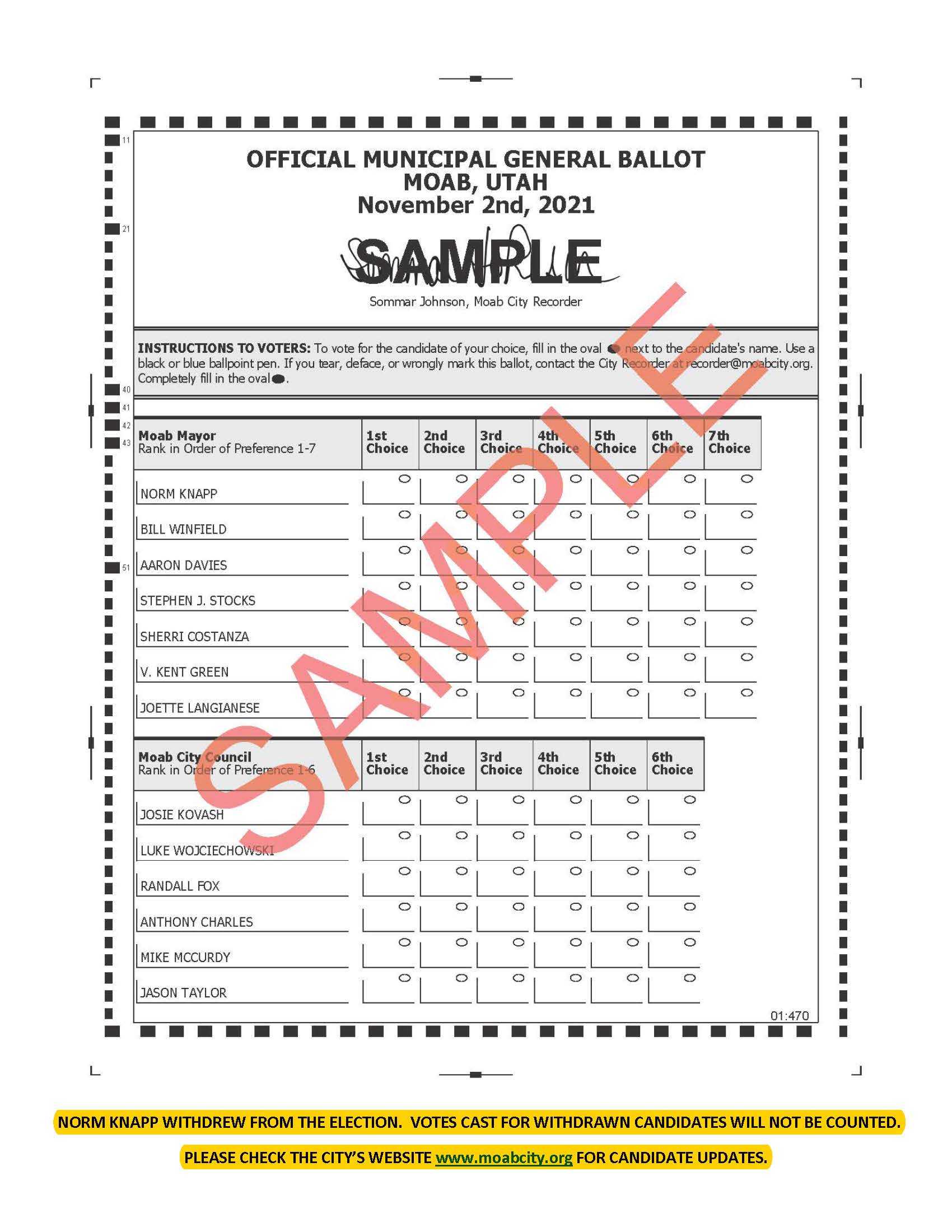 Sample Ballot with notes