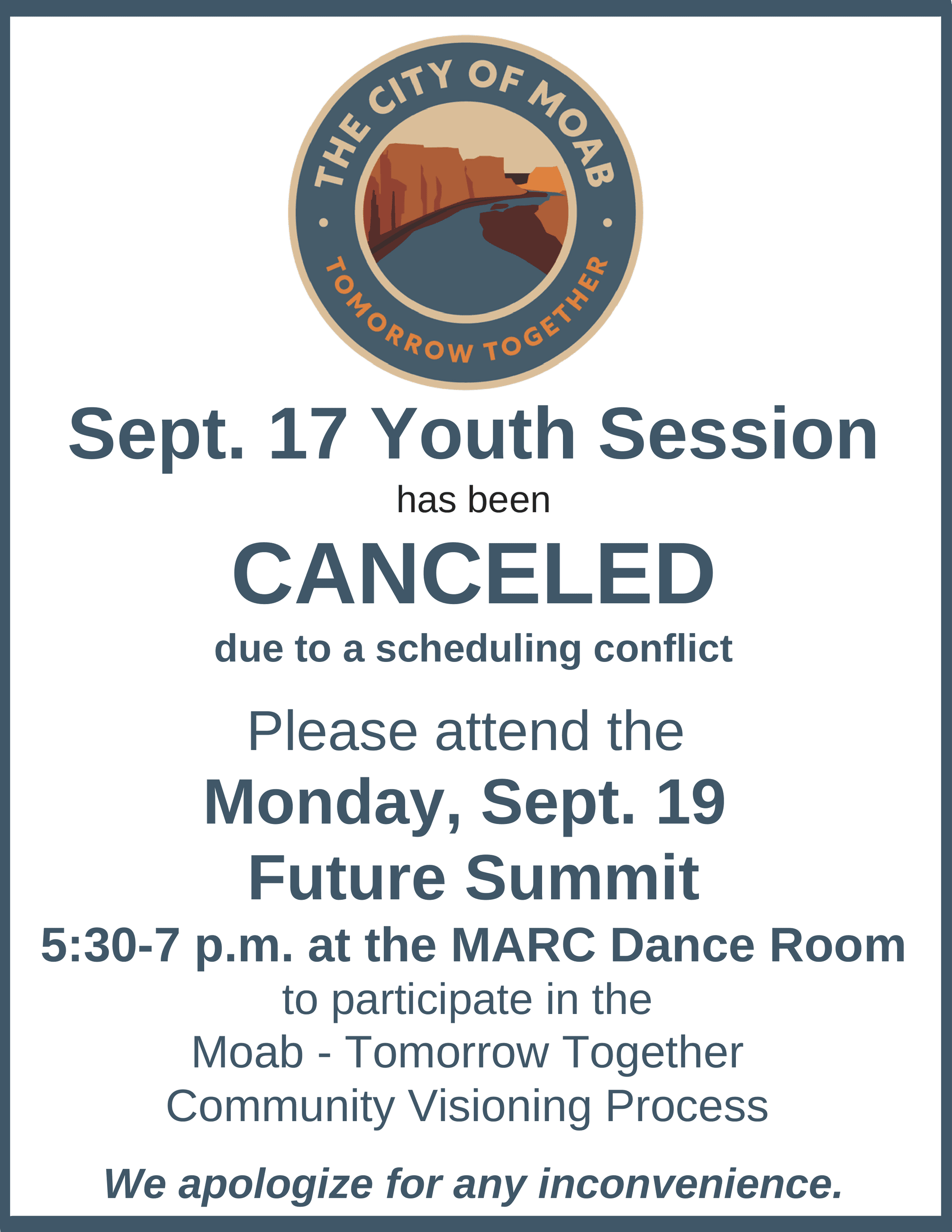 Tomorrow-Together Youth Session Canceled