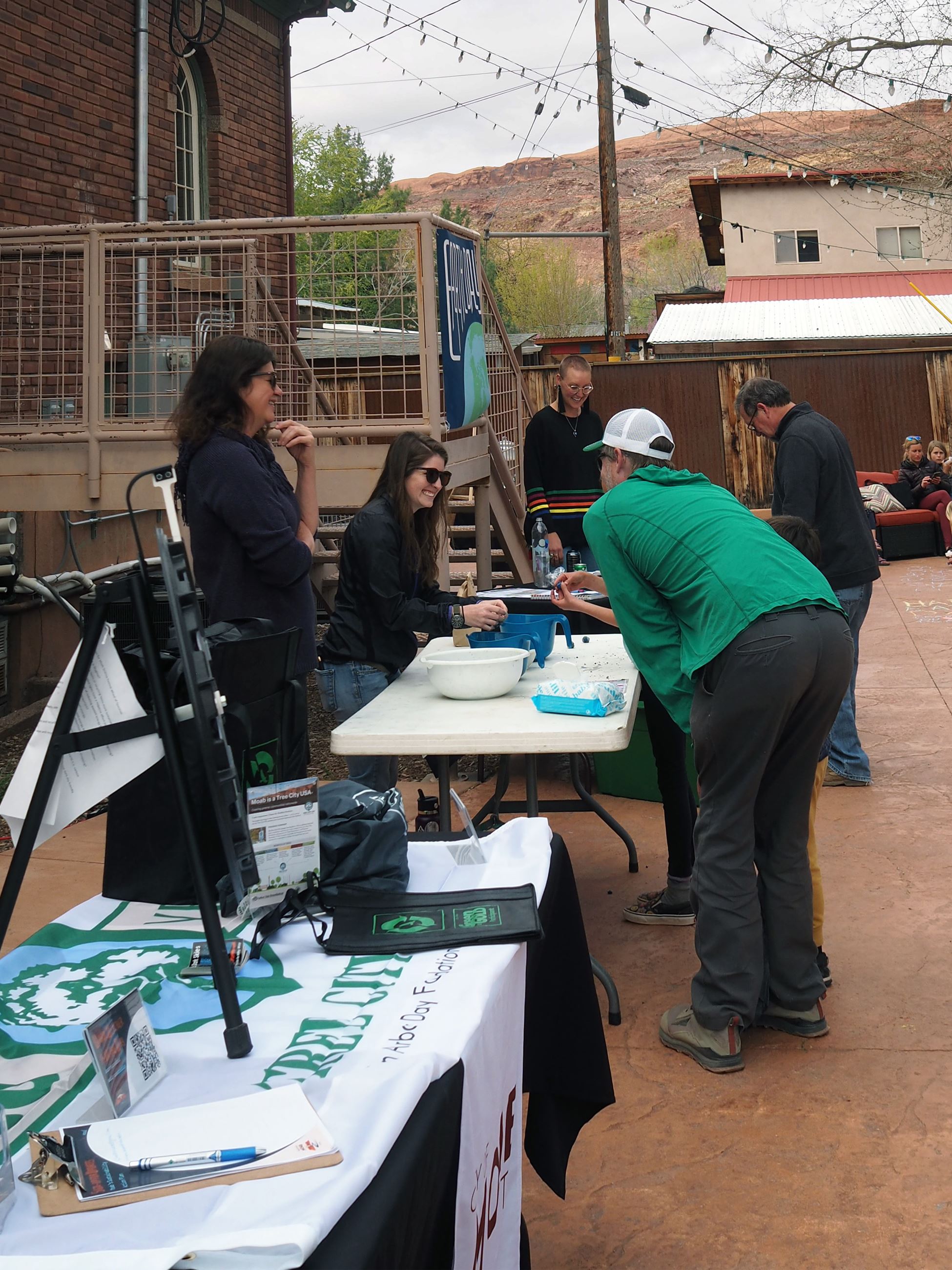 People learn about Earth Day.